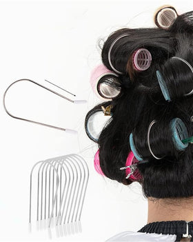 DDRAUY lifestyle scene on bathroom counter with clips and rollers illustrating travel-ready styling convenience