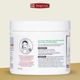 De La Cruz jar on bathroom shelf suggesting everyday skincare routine benefit