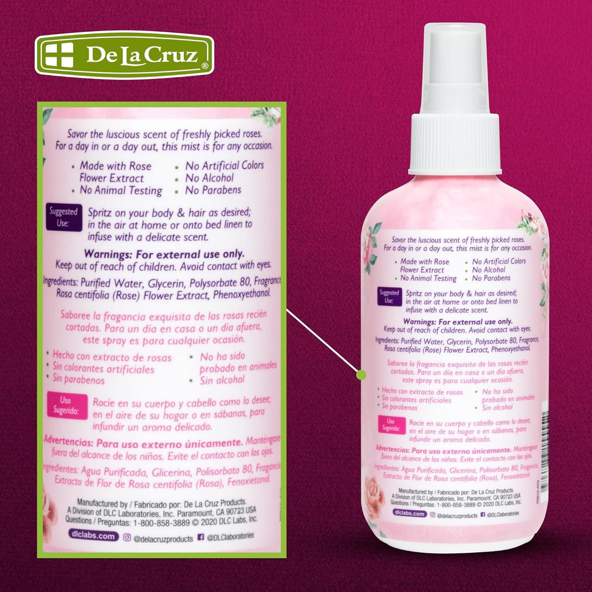 De La Cruz mist used on hair for subtle scent and freshness