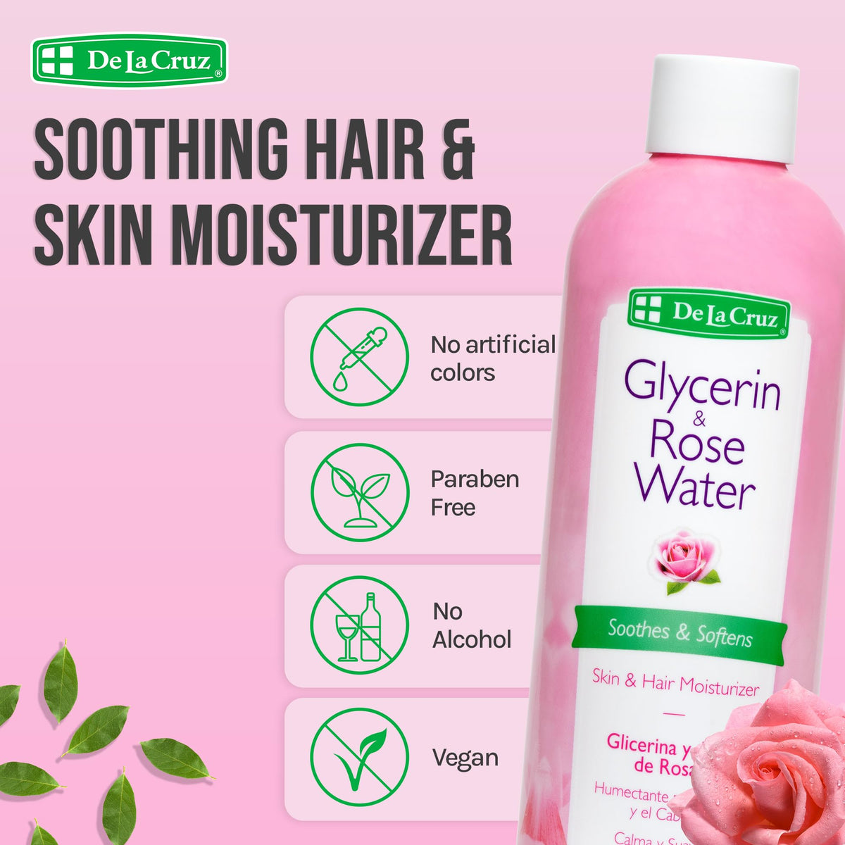 De La Cruz label closeup highlighting ingredients and clean formulation benefits