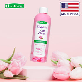De La Cruz bottle on bathroom shelf lifestyle scene promoting daily routine ease