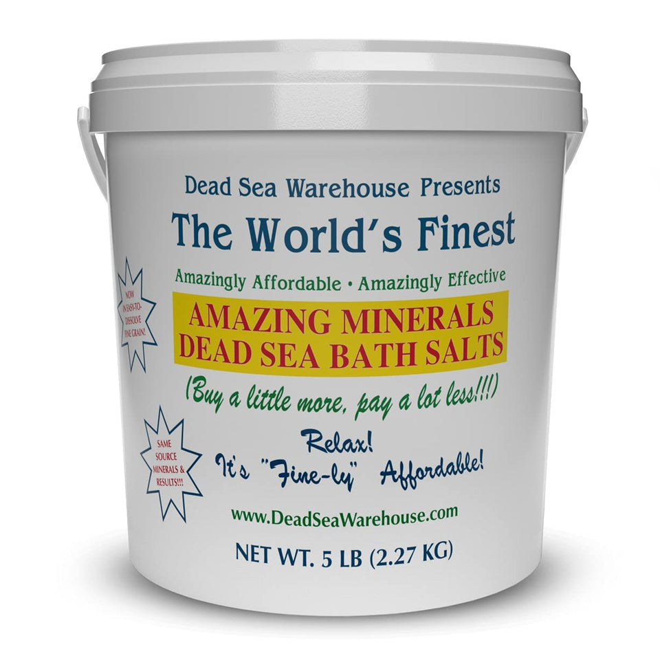 Dead Sea Warehouse front packaging showing 5 lb bag and brand clarity benefit