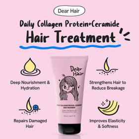 DEAR HAIR open jar texture close-up, shows creamy mask for deep hydration