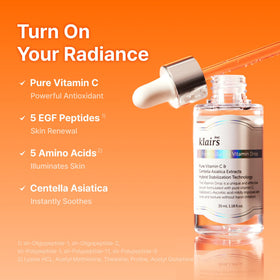 DearKlairs close-up label with ingredients list, assures clean formulation