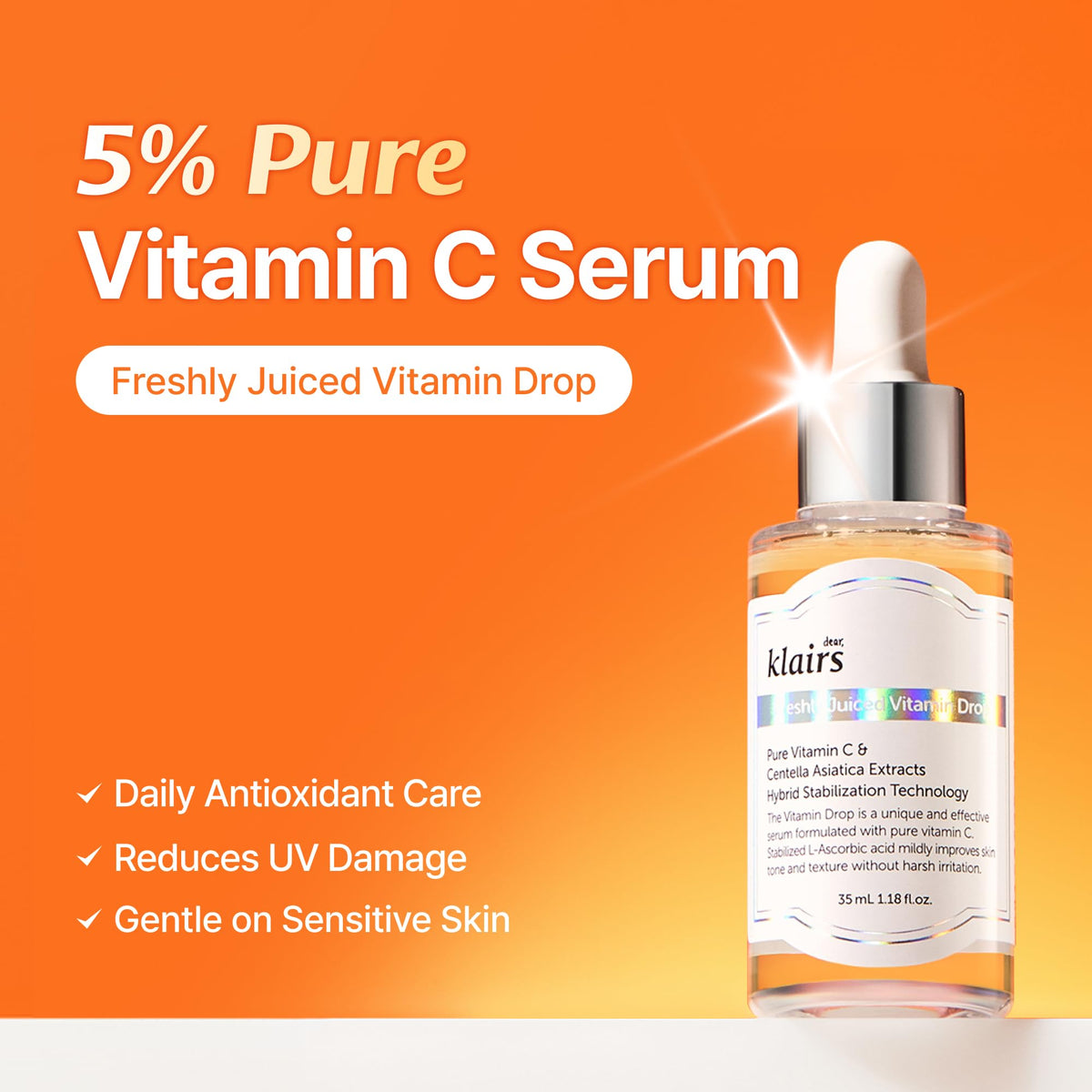 DearKlairs dropper dispensing serum, demonstrates lightweight non-sticky texture