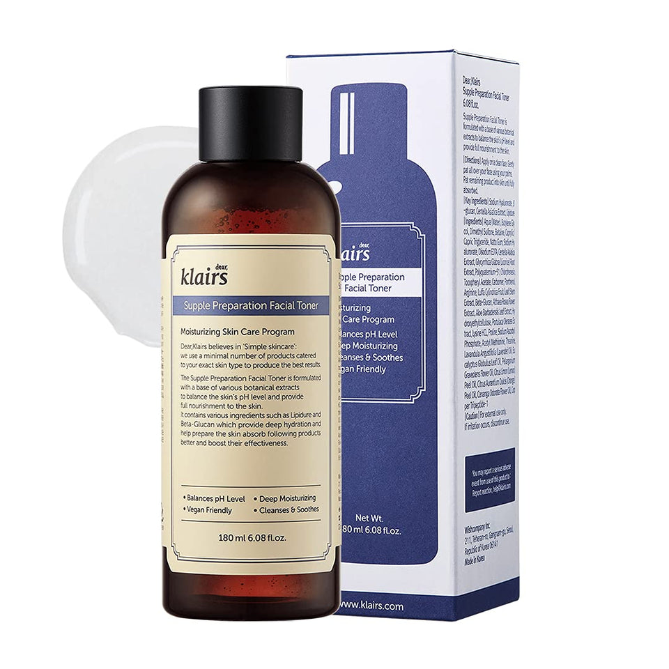 DearKlairs front packaging bottle showing size and clear labeling benefits hydration
