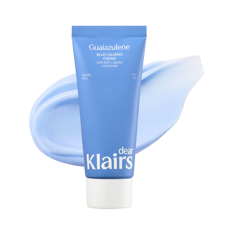 DearKlairs jar front view showing midnight blue calming cream and soothing benefit