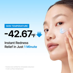DearKlairs cream on fingertip demonstrating gentle application and instant cooling