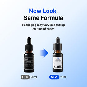 DearKlairs 0.67 fl oz bottle next to coin for scale to show travel-friendly size benefit