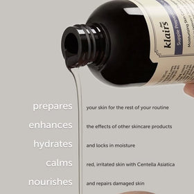 DearKlairs gel-to-water texture close-up demonstrating lightweight quick absorption