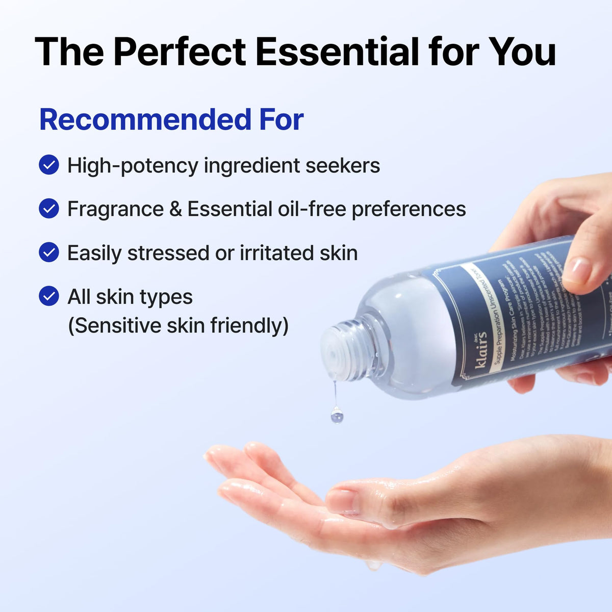 DearKlairs bottle on skincare tray illustrating layering compatibility and finish
