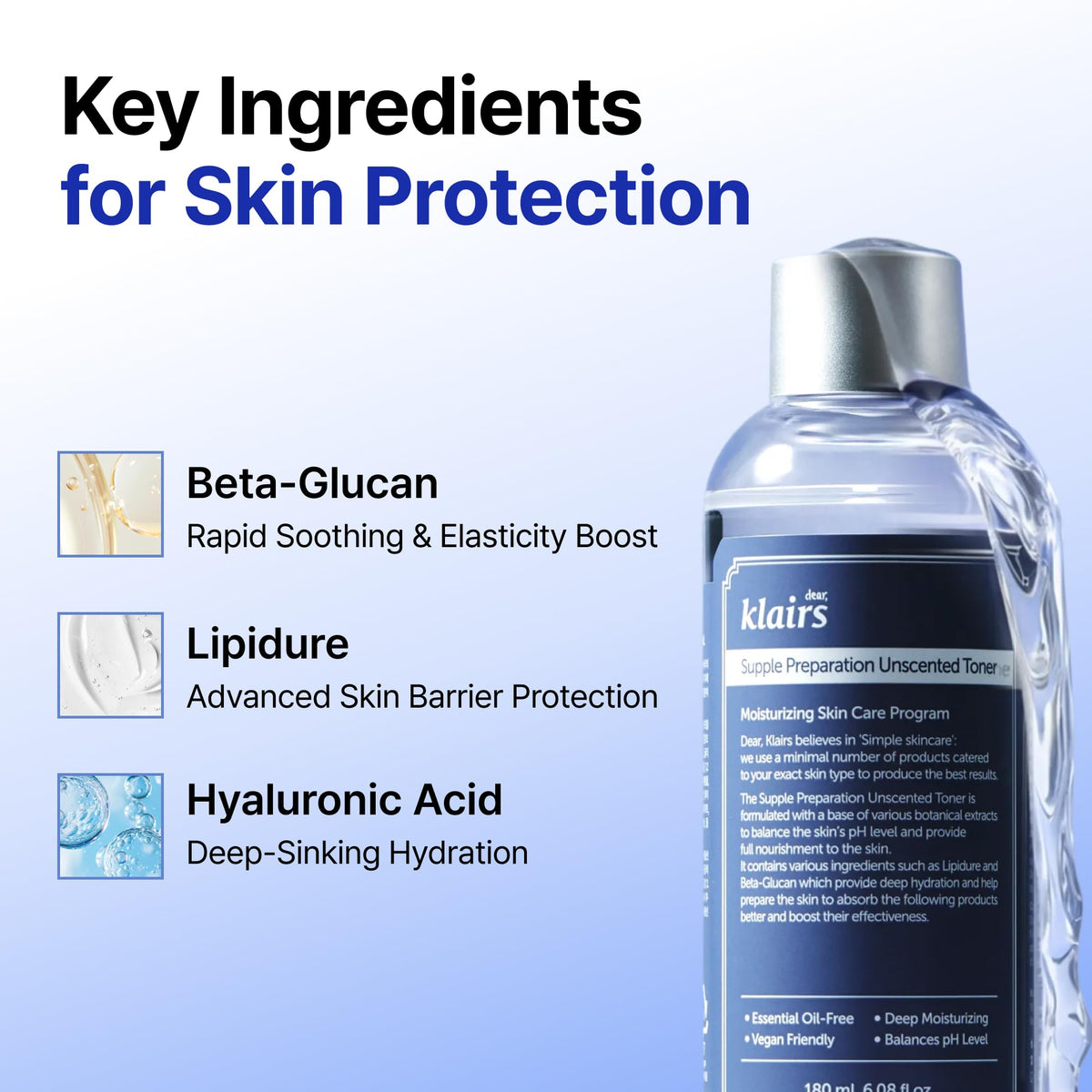 DearKlairs pouring toner onto hand demonstrating easy absorption and buffering