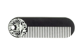Death Grip front view of black powder-coated pocket comb showing compact shape and finish benefit
