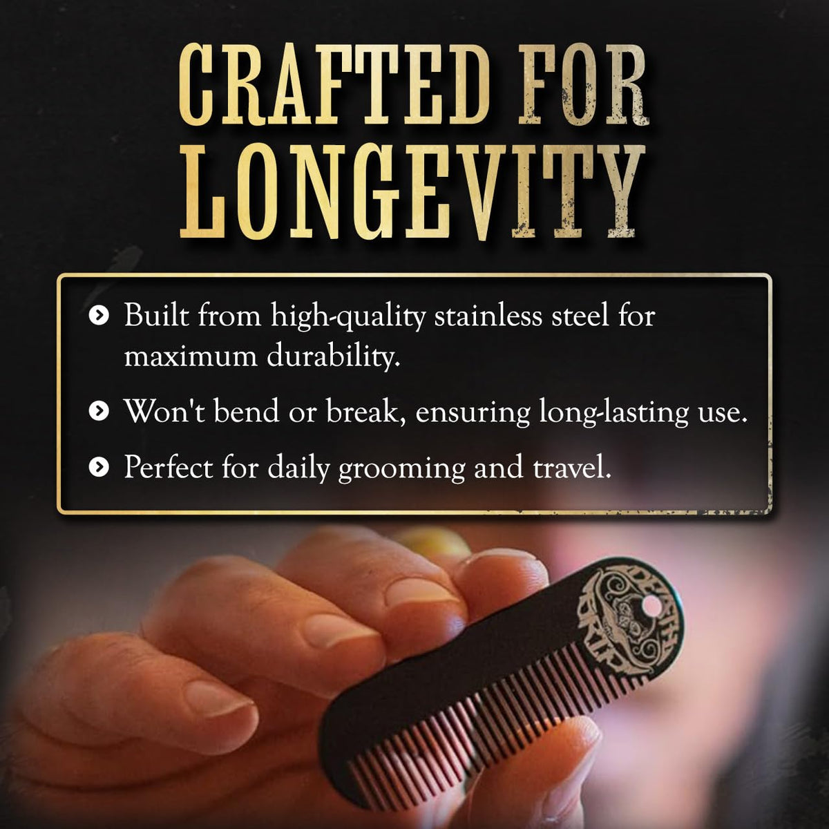 Death Grip comb attached to keyring for instant access and convenience benefit