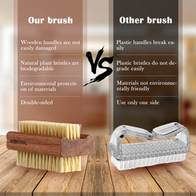 DEBETOOL double-sided bristle detail demonstrating two textures for heavy and gentle cleaning