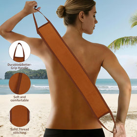 DEBETOOL back applicator held by hand to illustrate independent reach benefit