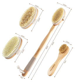 DEBETOOL body brush firm bristles demonstrating effective skin smoothing