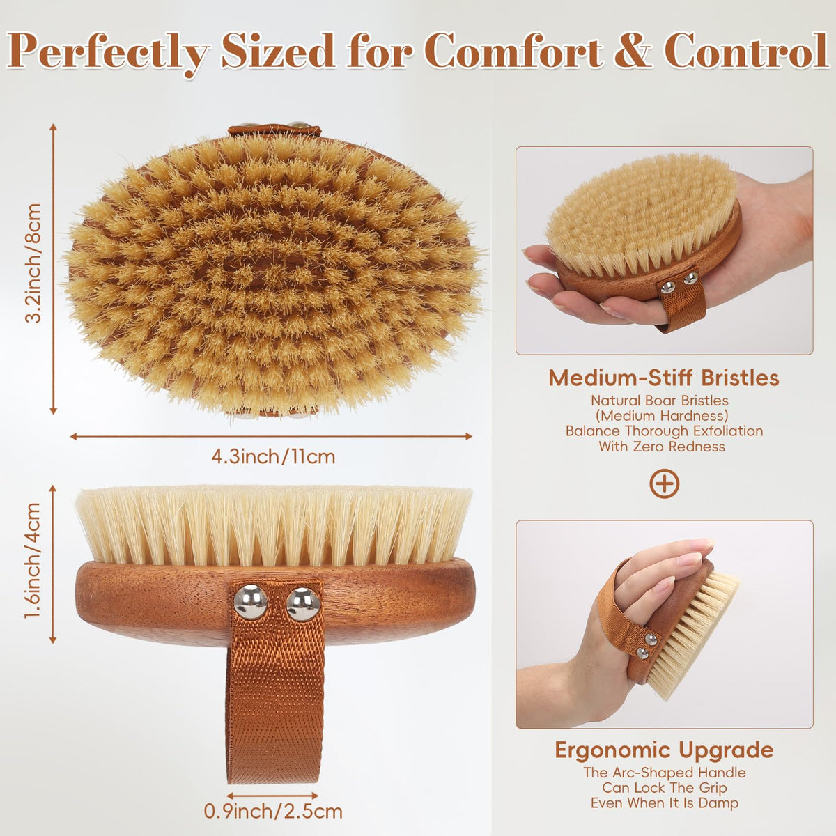 DEBETOOL close-up of natural boar bristles highlighting firm texture for smooth skin