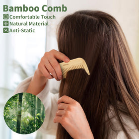 DEBETOOL combs held in hand detangling curly hair with less breakage