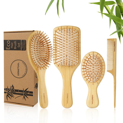 DEBETOOL paddle brush front view showing gentle detangling benefit