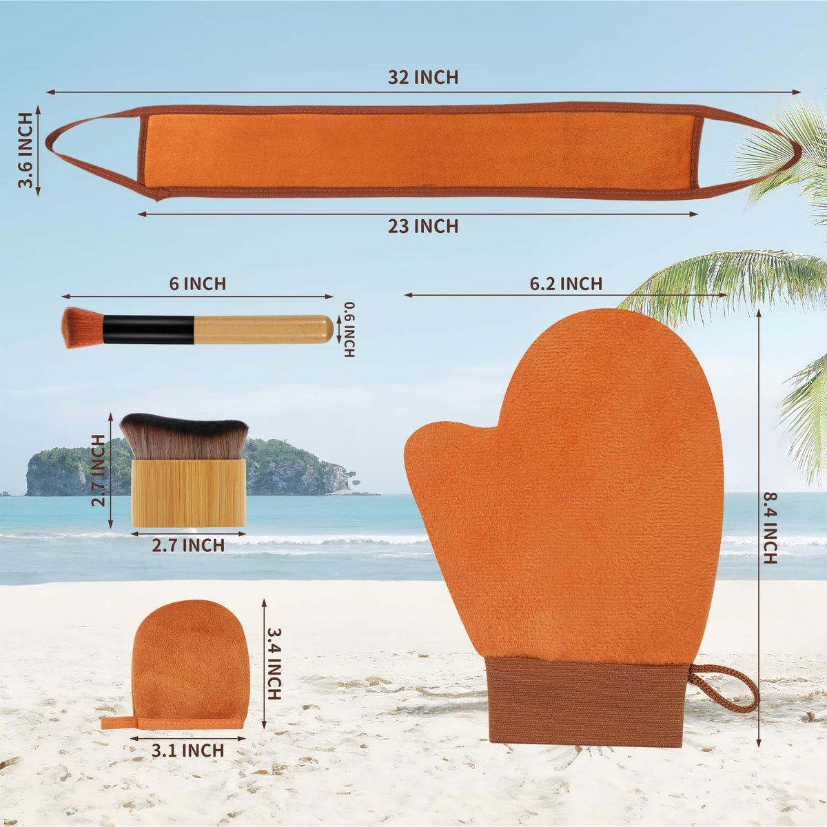 DEBETOOL full-size tanning mitt front view demonstrating even coverage benefit