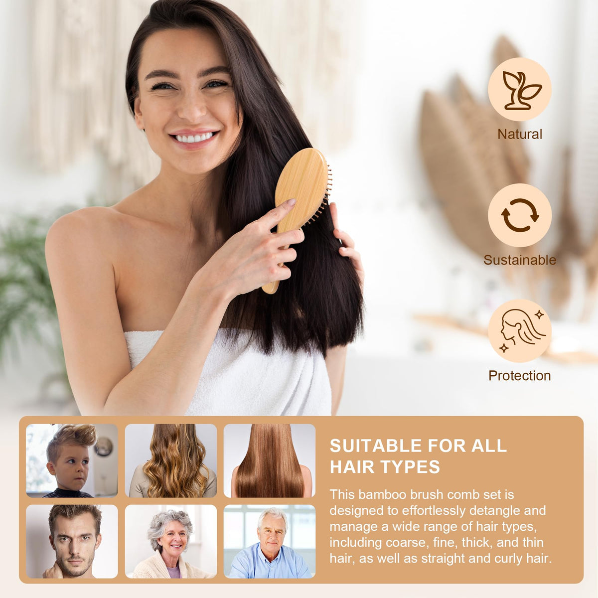 DEBETOOL square cushion brush bristles detail for gentle scalp massage