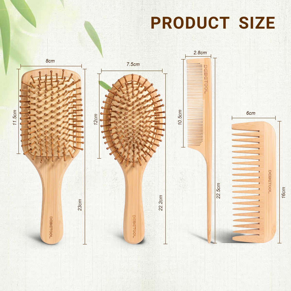 DEBETOOL wide-tooth comb close-up detangling thick hair smoothly