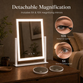 DECADENCE two detachable 10X and 5X magnifiers displayed for precise eyebrow and lash work