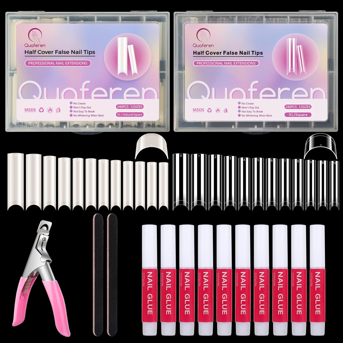 Deciniee front packaging showing two packs and included glue for quick start