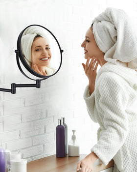 DECLUTTR mirror mounted at bathroom vanity showing organized grooming benefit
