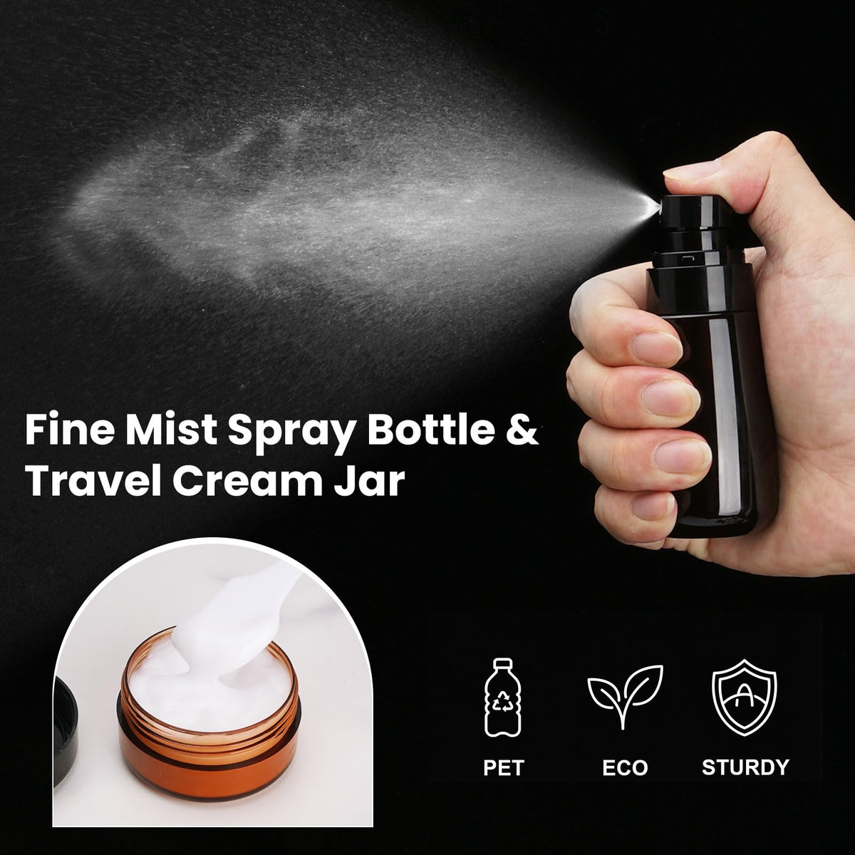 Decorniqu 2oz mist spray being used to apply perfume demonstrating convenient dosing