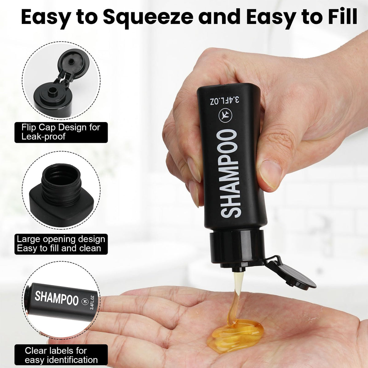 Decorniqu close-up wide mouth bottle showing easy filling and cleaning advantage