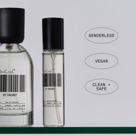 DedCool bottle in hand illustrating 15 mL travel size and portability