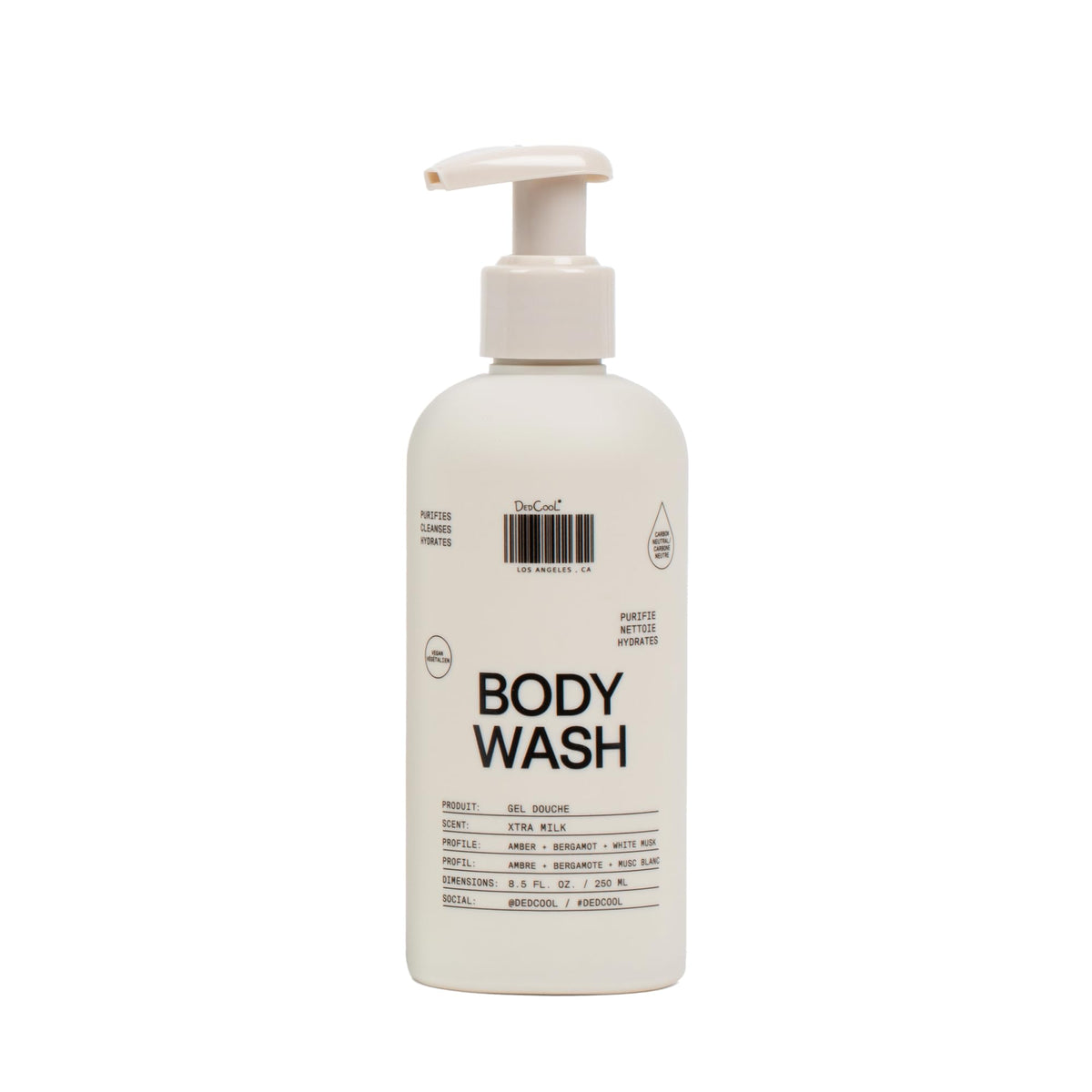 DedCool front bottle displaying label and scent notes, shows elegant packaging and eco benefit