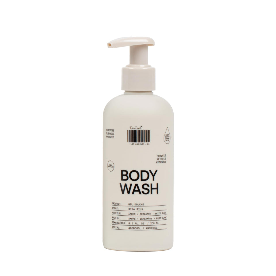 DedCool front bottle displaying label and scent notes, shows elegant packaging and eco benefit
