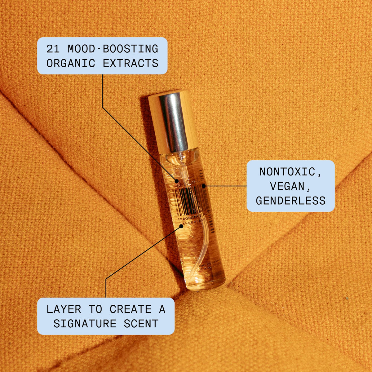 DedCool ingredients display with bergamot and amber for natural scent benefit