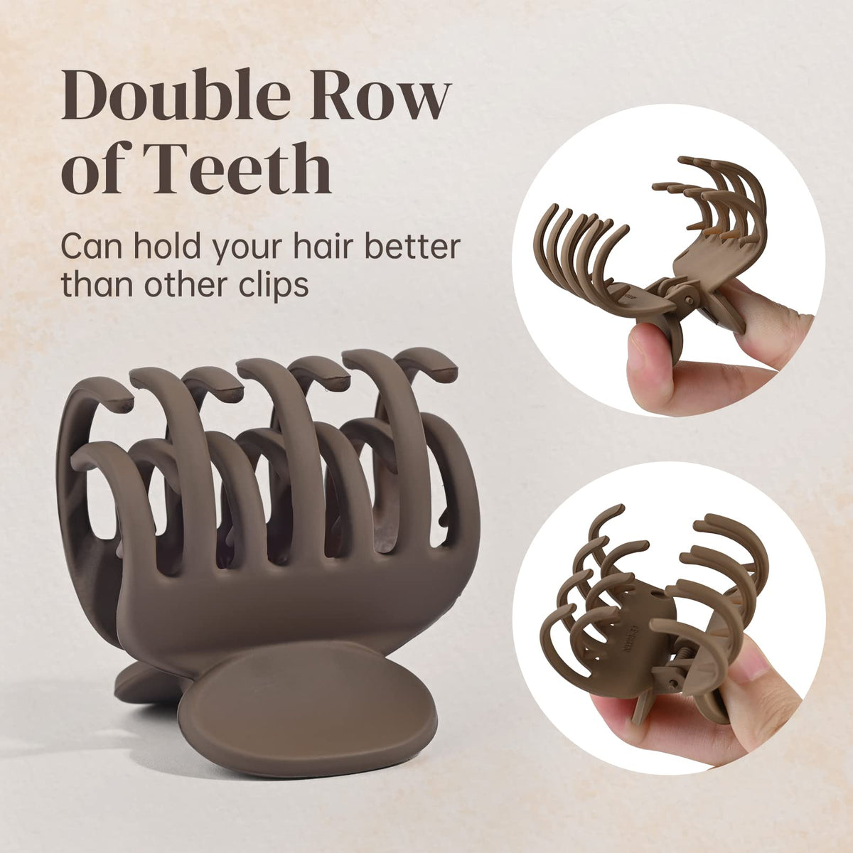 DEEKA close-up of double row teeth delivering extra grip on fine hair