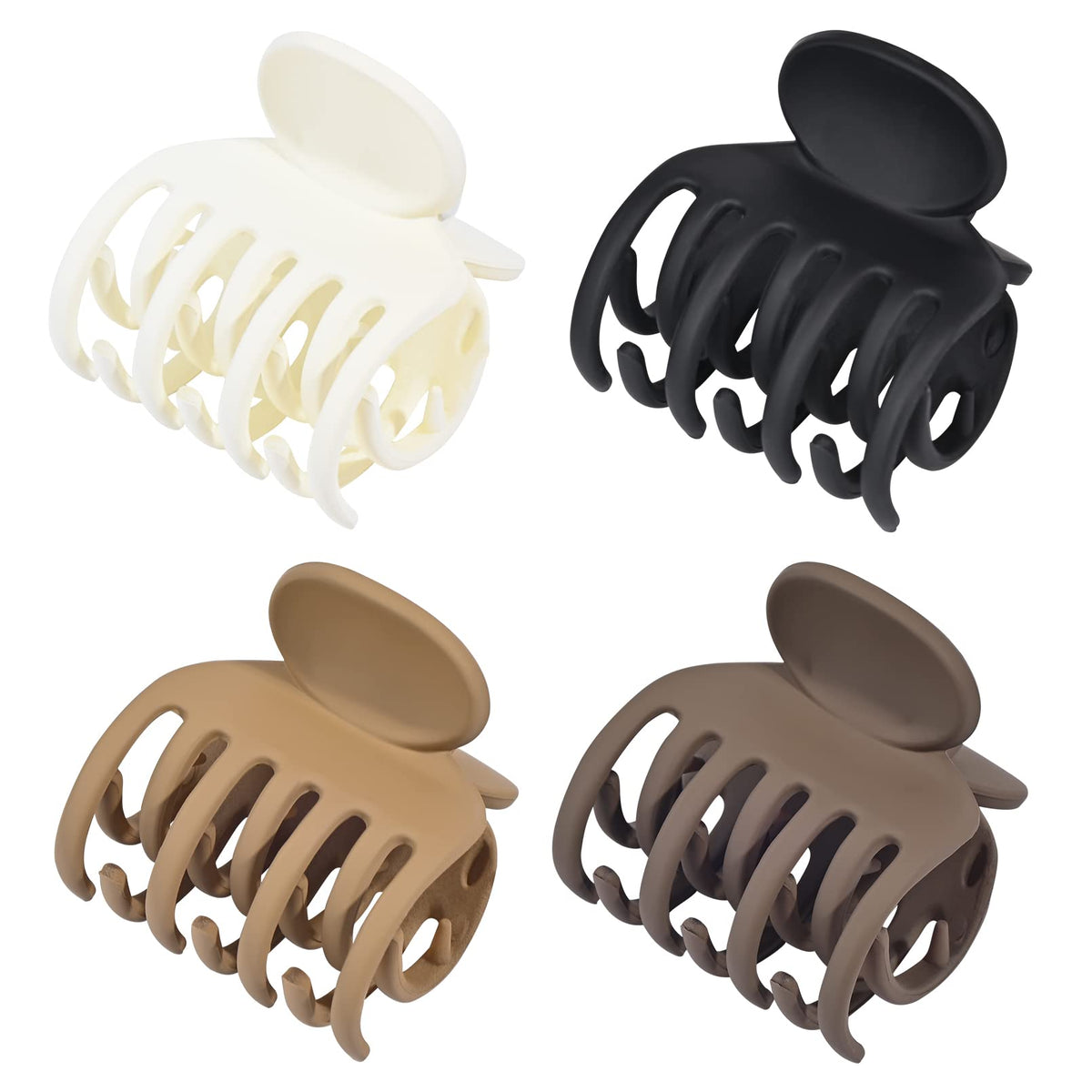 DEEKA set of four neutral matte clips arranged for outfit coordination