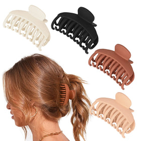 DEEKA front view of four black and brown matte clips showing included colors and size