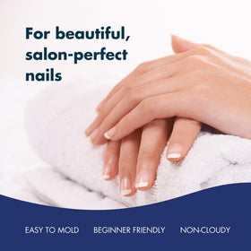 DeEnti powder applied on nail tip demonstrating smooth sculpting and strong hold