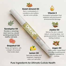 DeEnti cuticle oil pen texture drop close-up showing lightweight absorption benefit