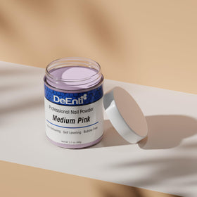 DeEnti medium pink overlay before and after showing clear, natural tint