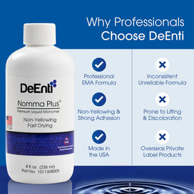 DeEnti Nomma Plus 8oz bottle next to a ruler showing size and salon supply value