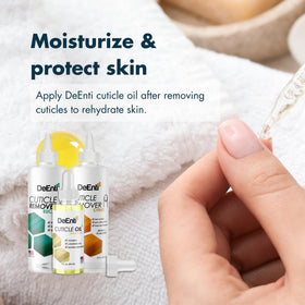 DeEnti 8oz bottle beside a ruler for scale benefit: generous volume for repeated use