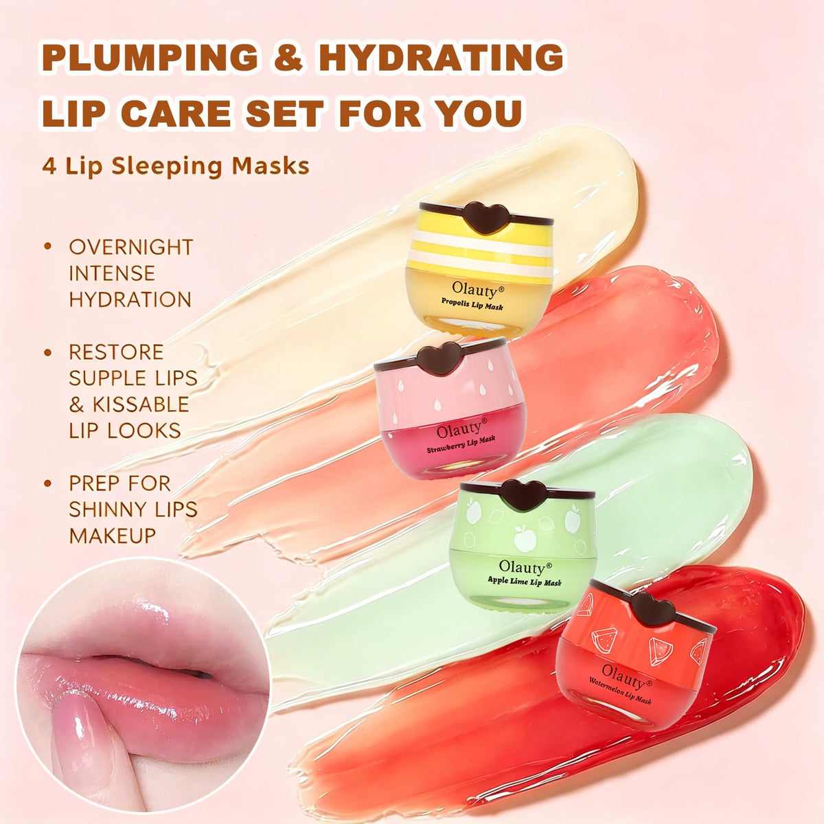Deepmind nighttime application on lips illustrating overnight repair benefit