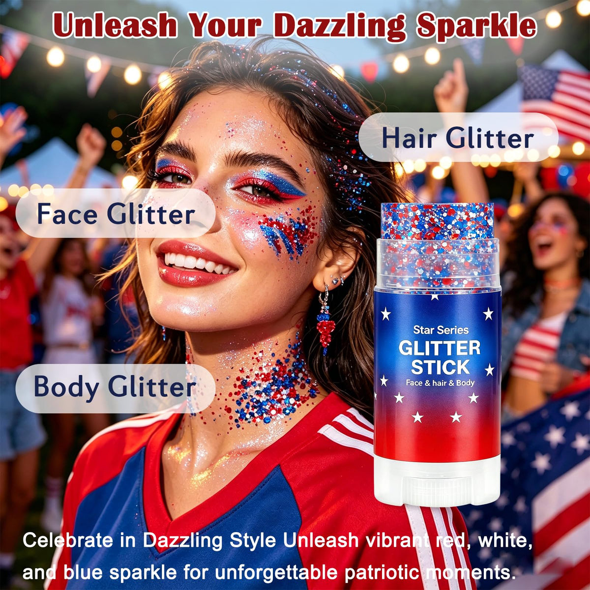 Deepmind collarbone and shoulder glitter lifestyle image showing eye-catching outfit enhancement
