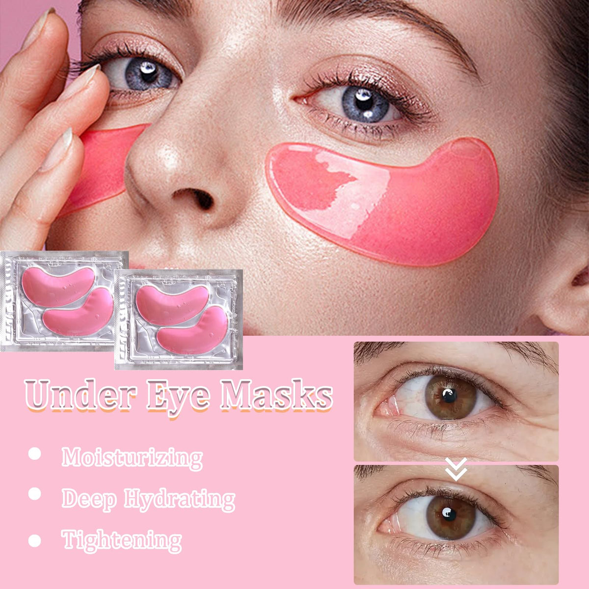 Deepmind pink under-eye patch close-up showing soft gel material