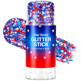 Deepmind front packaging showing patriotic red white blue glitter stick benefit: travel-ready convenience