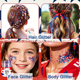 Deepmind glitter streaks at hairline adding festive color and hold
