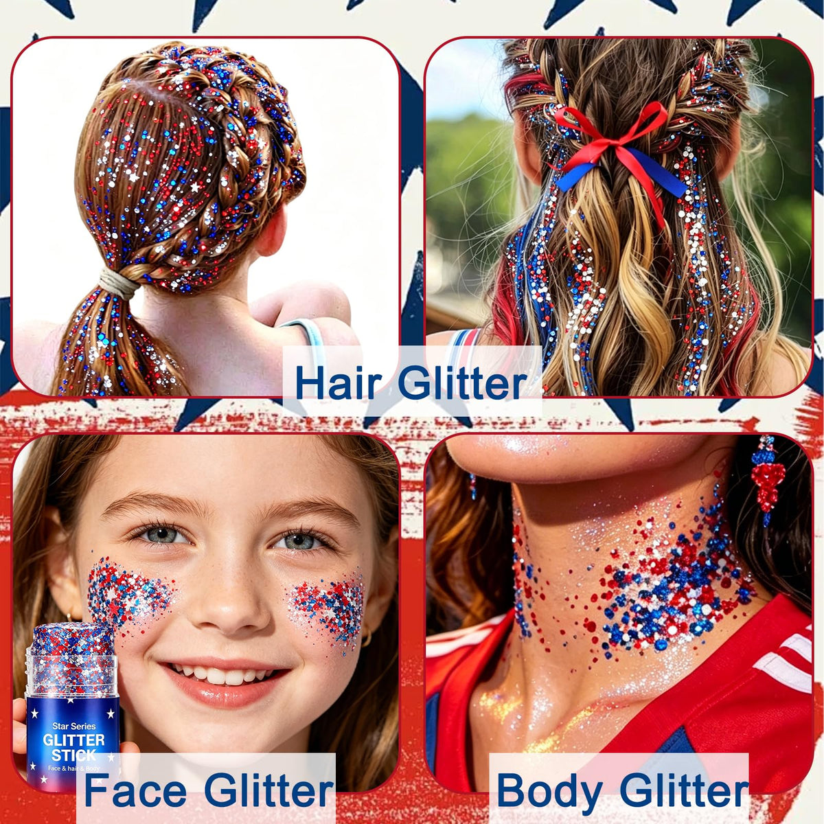 Deepmind face with red white blue stripe application showing bold patriotic effect